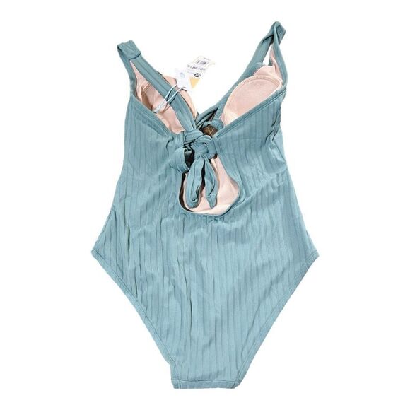 Kona Sol Women's Light Blue Striped One-Piece Swimsuit Size S - Picture 8 of 14